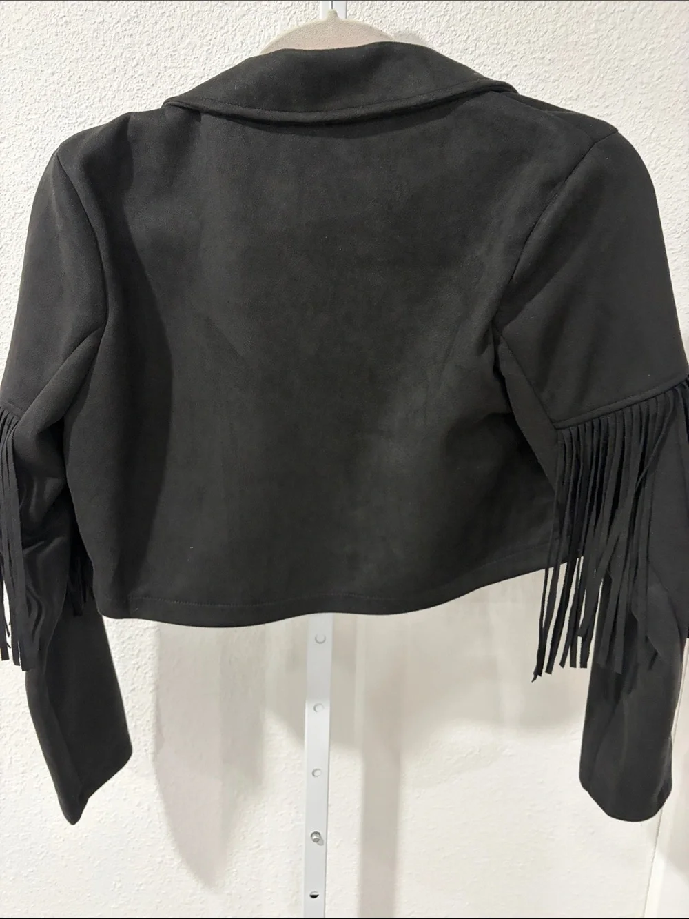 Francesca's Collections Black Fringe Cropped Jacket